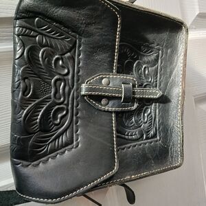 Black  Leather Bag By Patricia Nash Handbag.